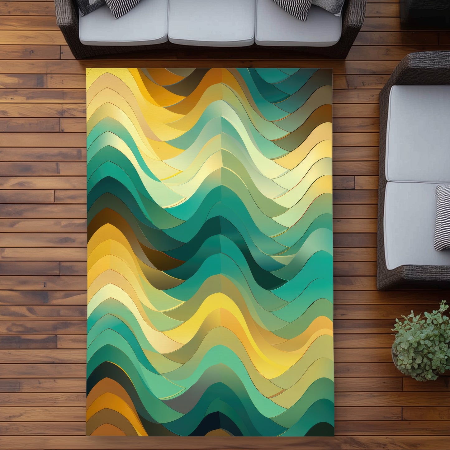 Jagged Luxury Yellow Outdoor Area Rug - Stylish Home Decor