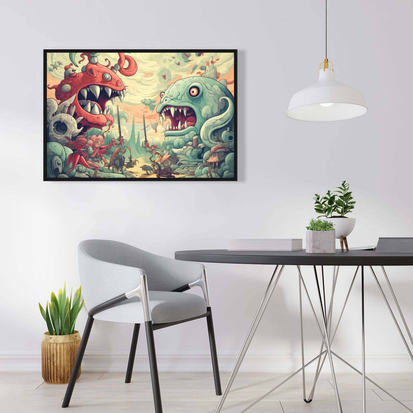 Two titans - Framed Canvas - Print on demand