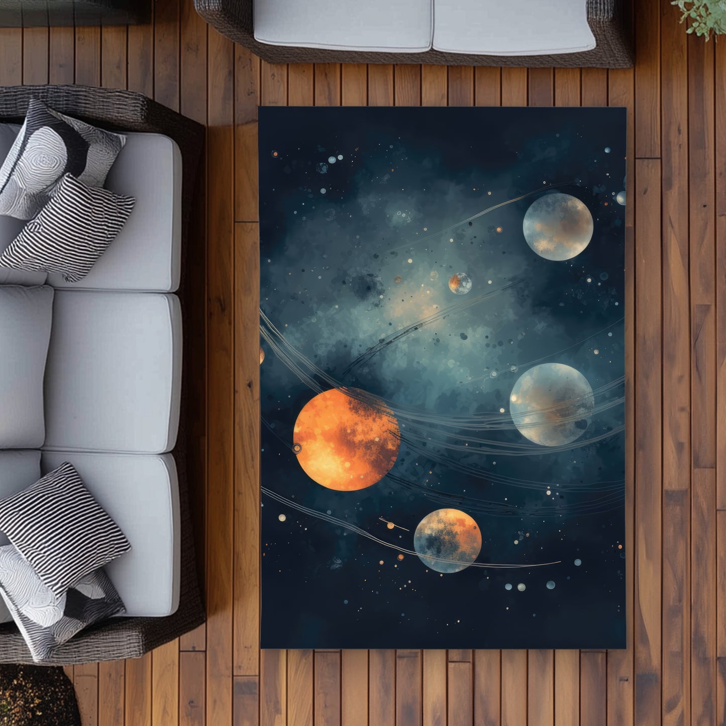 Deep Exploration Orange Outdoor Area Rug for Home Decor