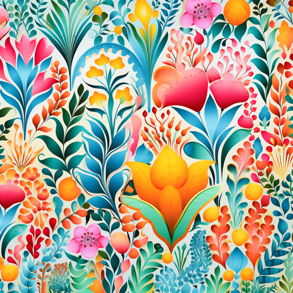 Flowing Flowers - Orange Framed Canvas for Home Decor
