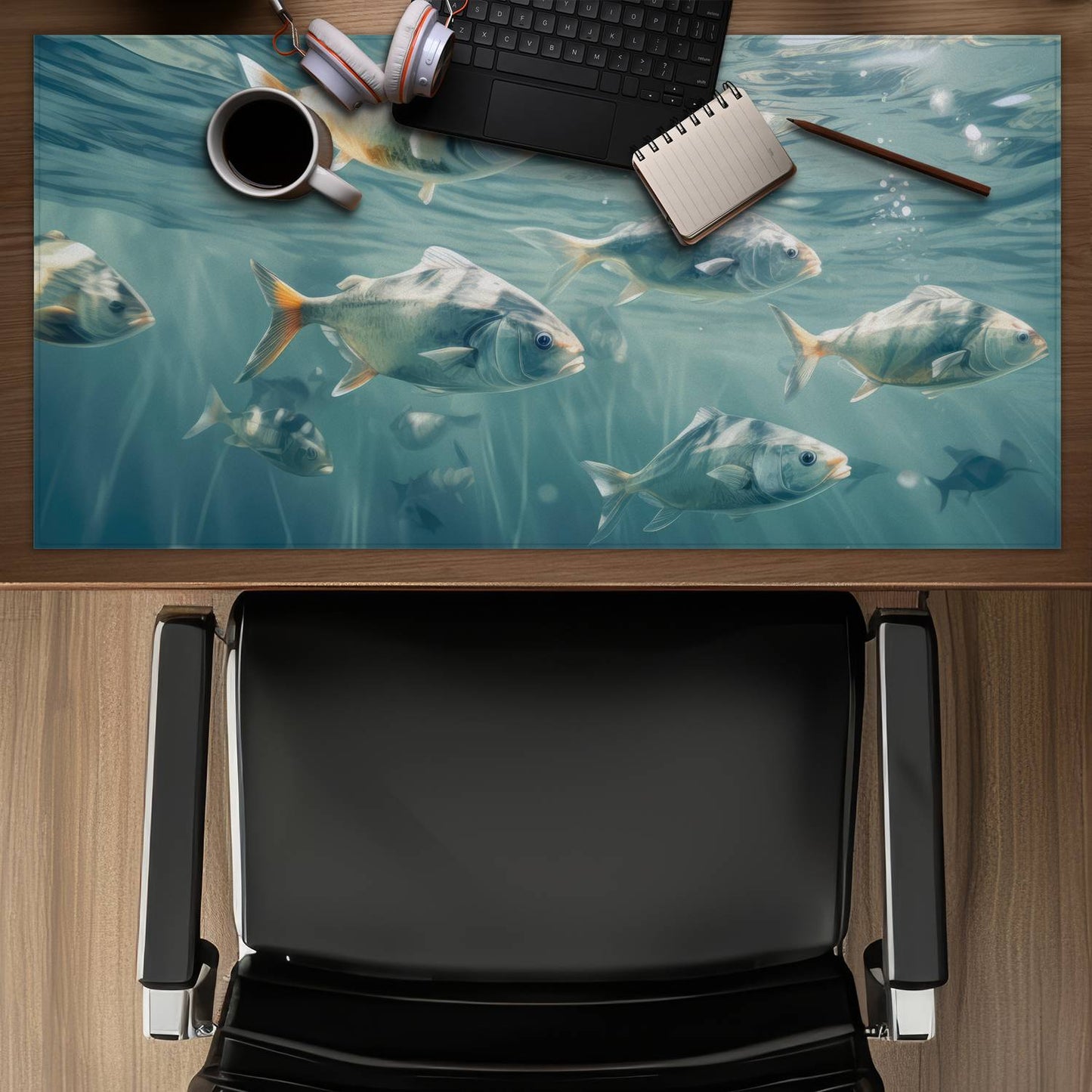Swimming peacefully Desk Mat - White Home Decor Essentials