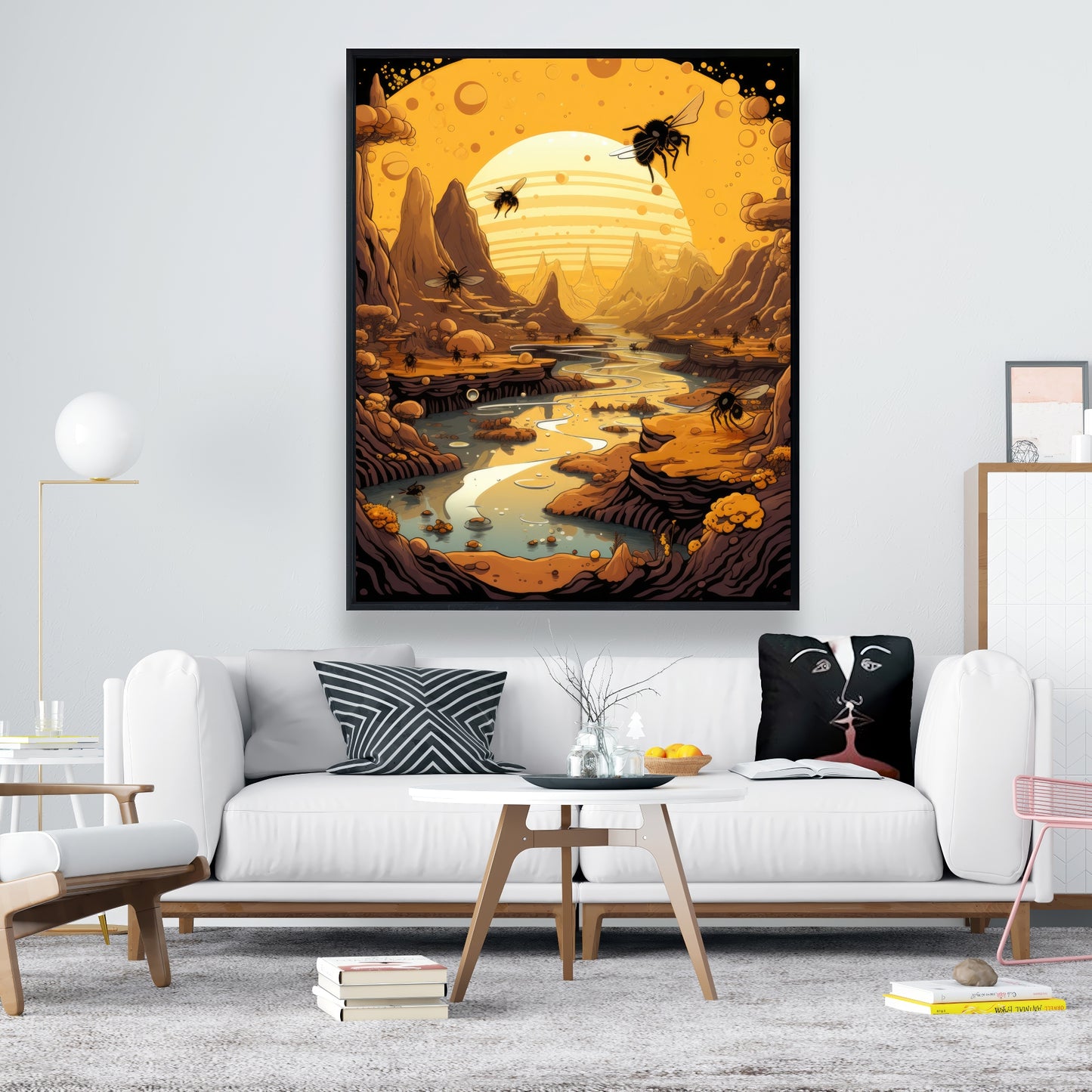 Hive Mind - Black Framed Canvas Art for Home Decor