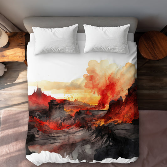 Minimalist Flow Orange Duvet Cover | Stylish Home Decor