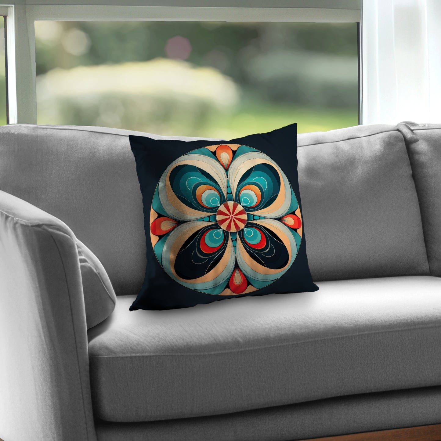 Concentric Turquoise Poly Twill Throw Pillow - Home Decor Insert