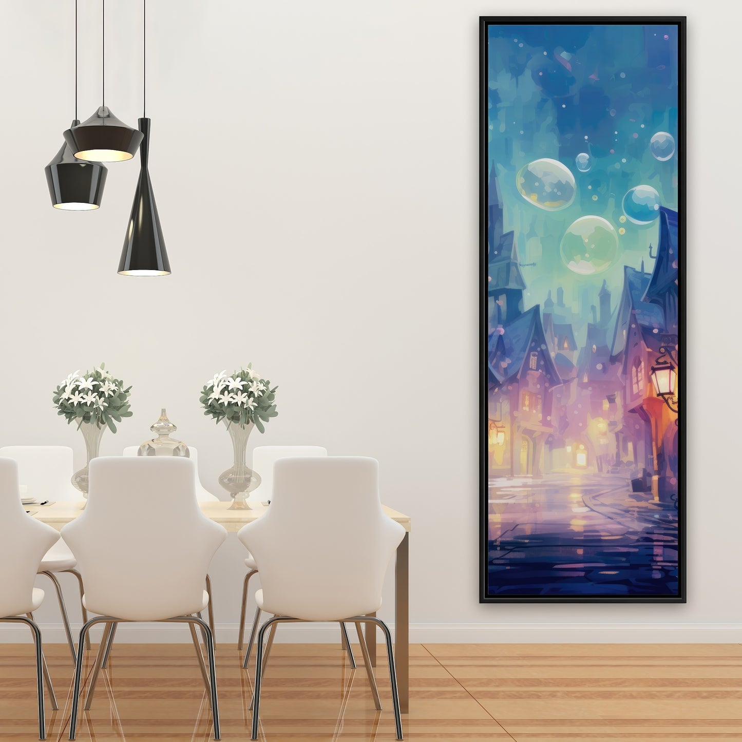 Bubble ville - Purple Framed Canvas for Home Decor