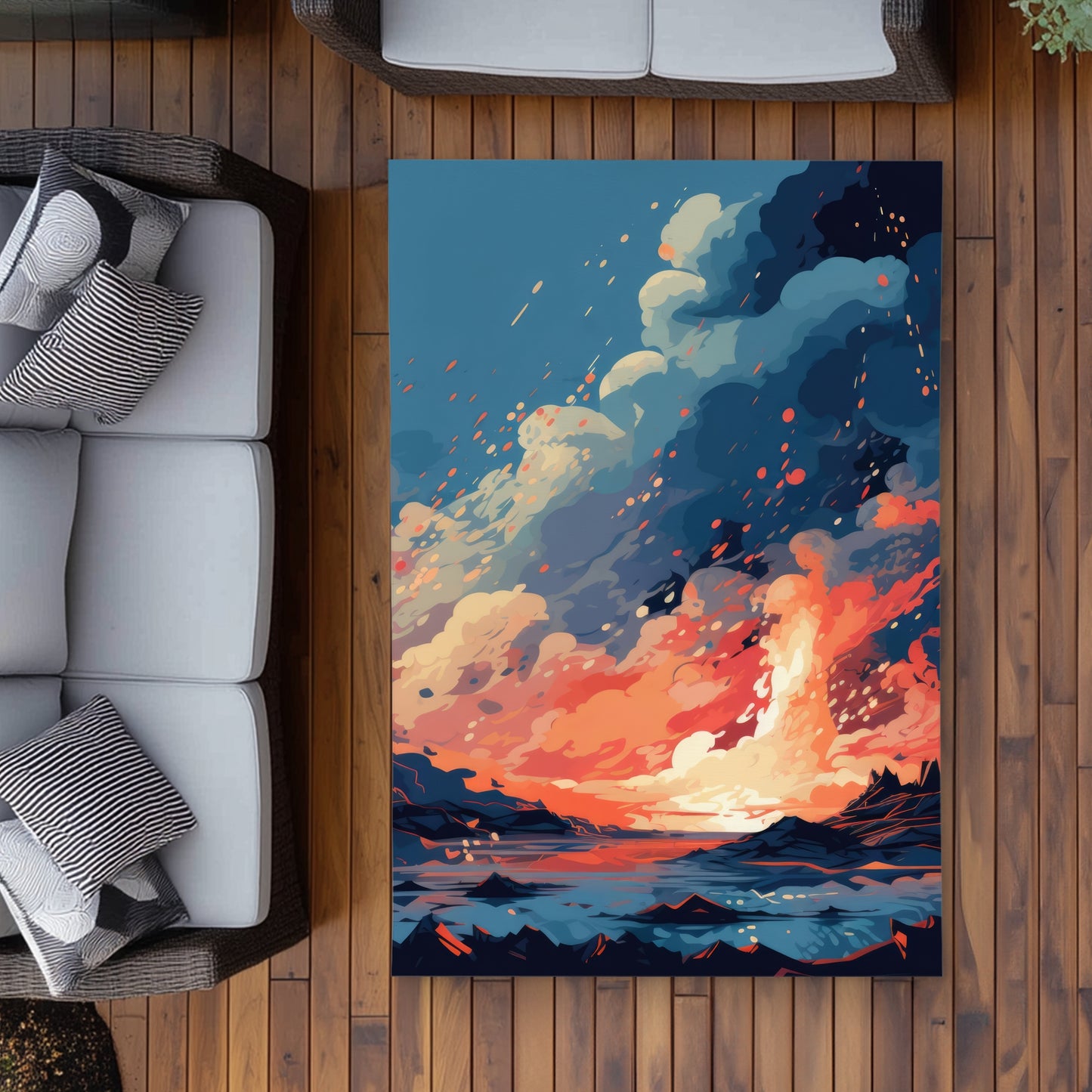 Magma Does Not Wait - Blue Outdoor Area Rug for Home Decor
