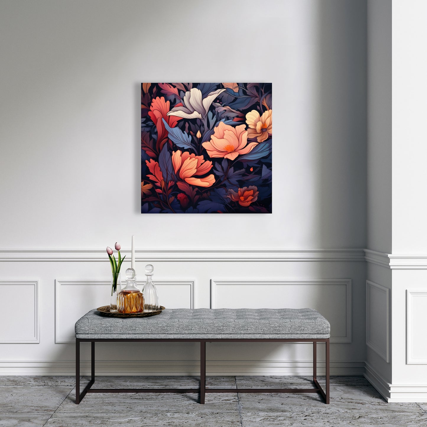 Blooming Uninterrupted - Gray Canvas for Home Decor