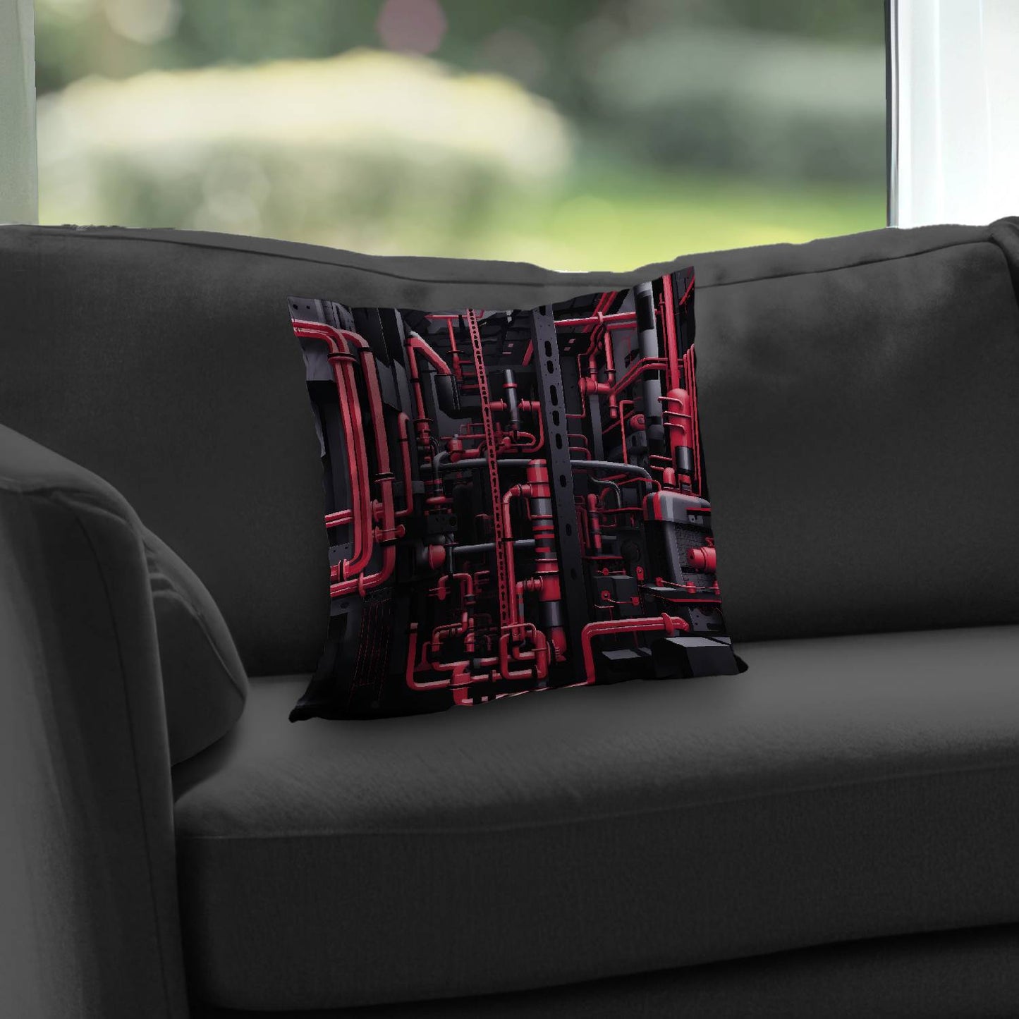 Machinery Black Poly Twill Throw Pillow Insert for Home Decor