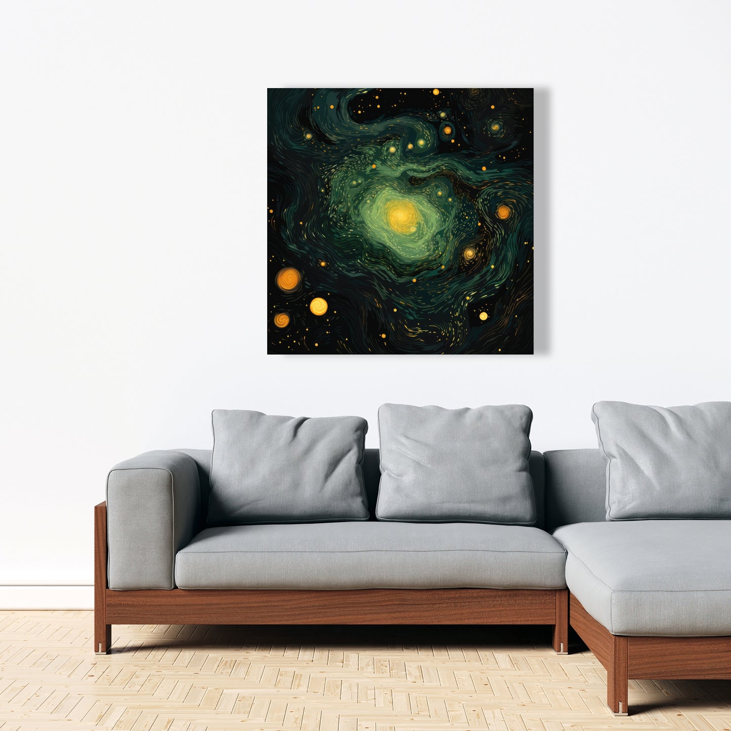 Illuminated in Space - Black Canvas Home Decor Art Print