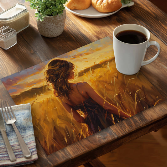 Warm Field Gold Polyester Placemat for Elegant Home Decor
