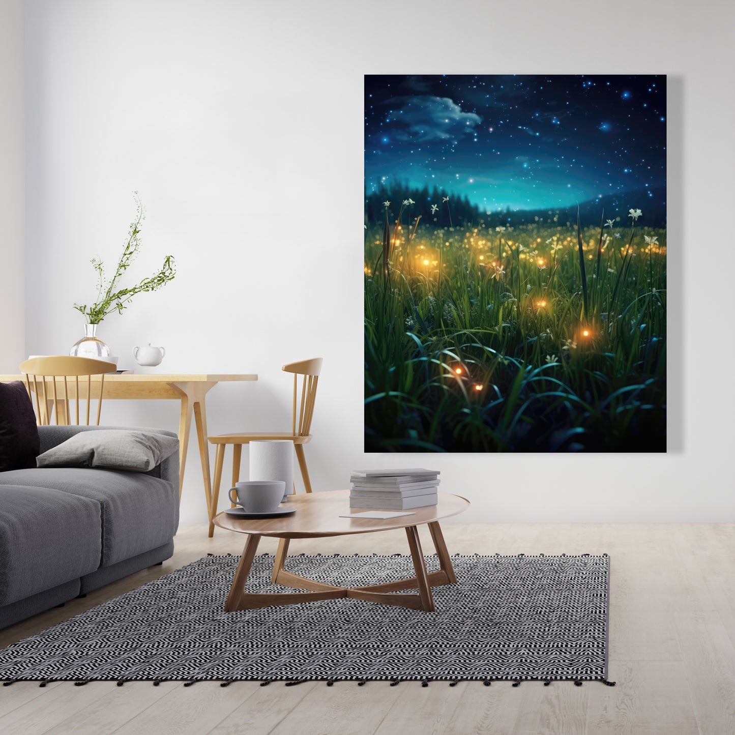 Fireflies at night - 32"x32" Canvas