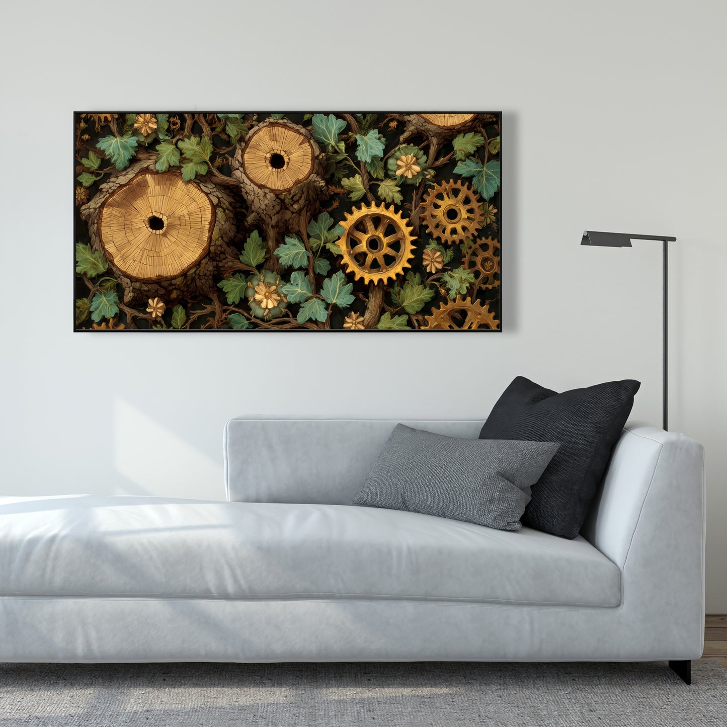 Hiding Gears - Brown Framed Canvas Art for Home Decor