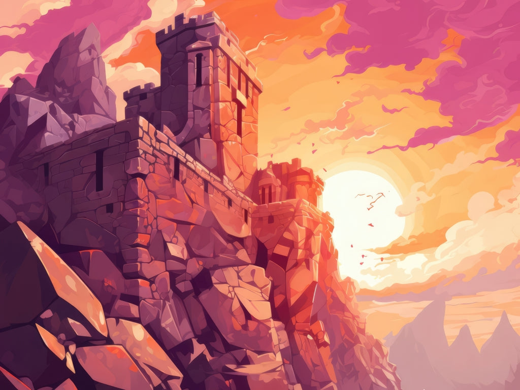 The setting rampart - Framed Canvas - Print on demand