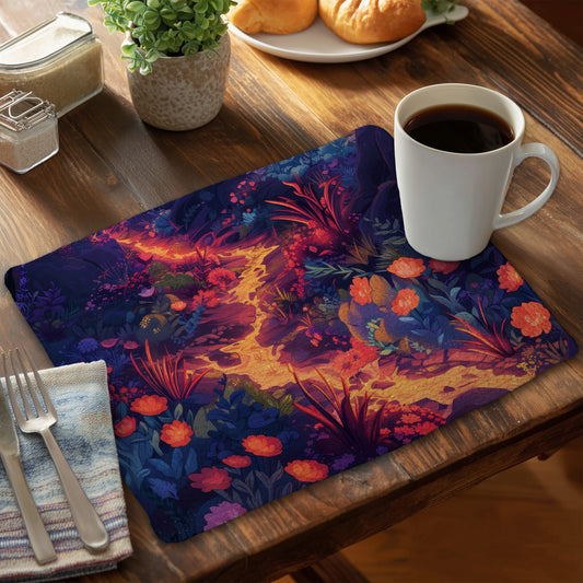 Burning flowers - 14"x18" Braided Polyester Placemat