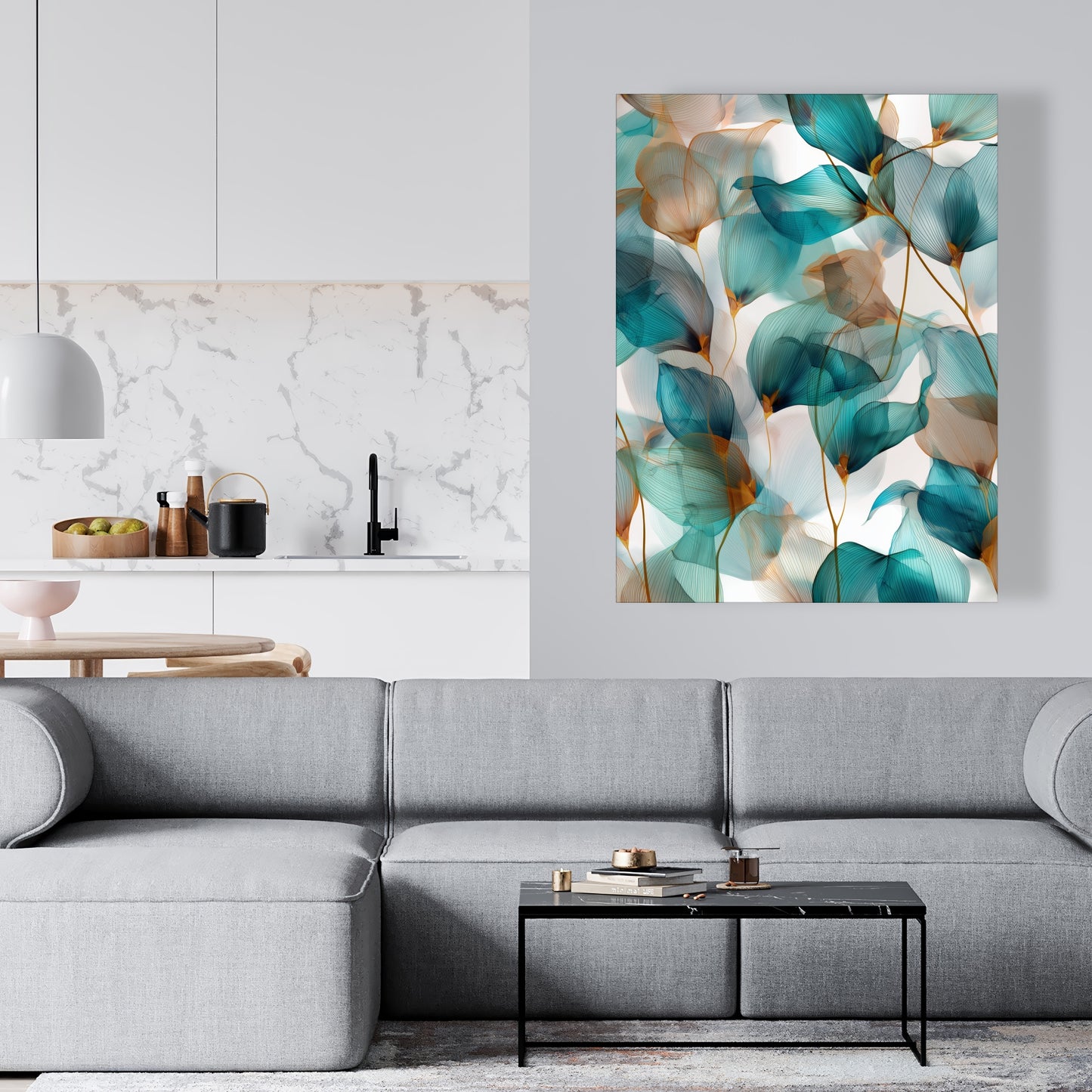Teal and brown - 32"x32" Canvas