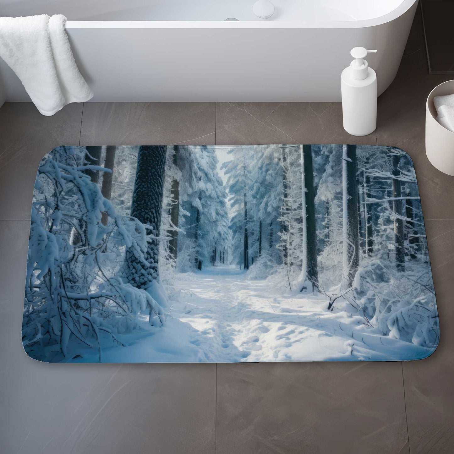 Tapis de bain Forêt froide | Décoration d'intérieur élégante, doux et durable