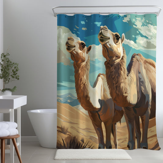Camels looking up - Shower Curtain
