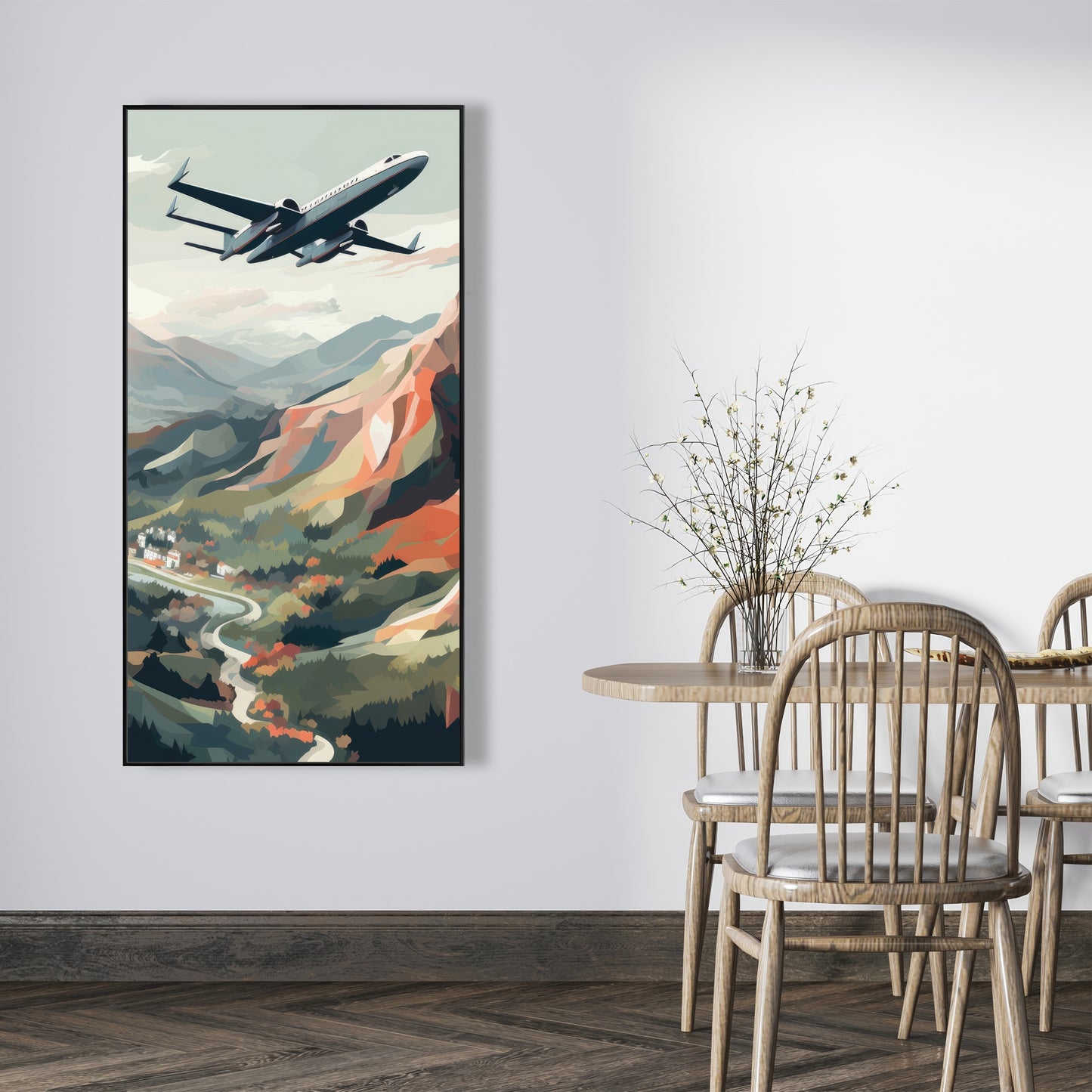 Shallow Flight - Green Framed Canvas Home Decor Art