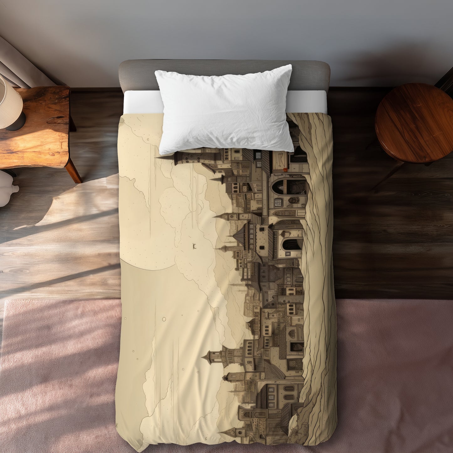 Desert Town Gray Duvet Cover - Stylish Home Decor Accent