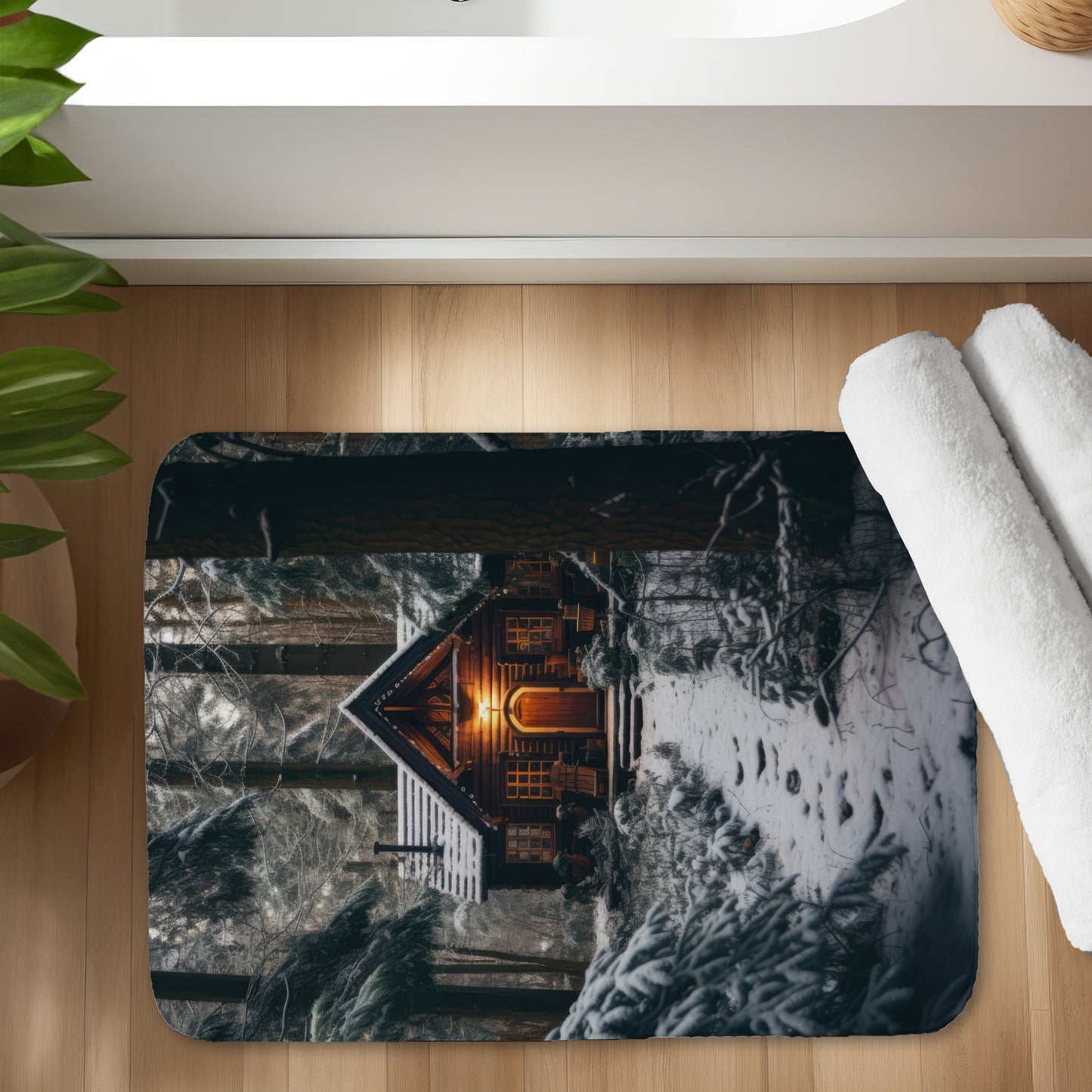 The lone cabin - 17"x24" Bath mat