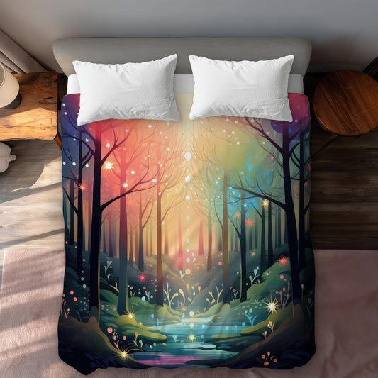 Housse de couette beige Forêt magique | Décoration d'intérieur élégante