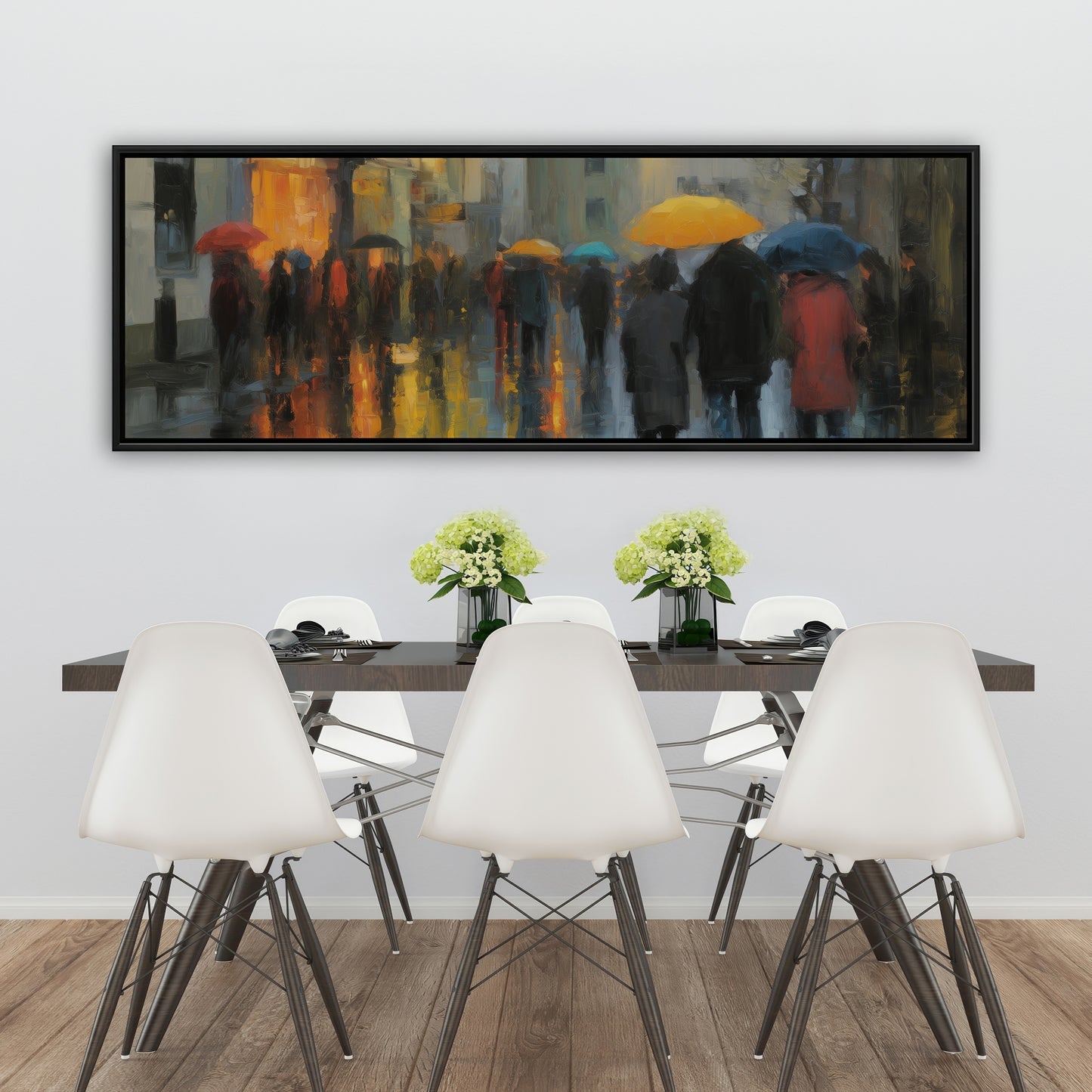 Rainy Day Red Framed Canvas - Home Decor Art Piece
