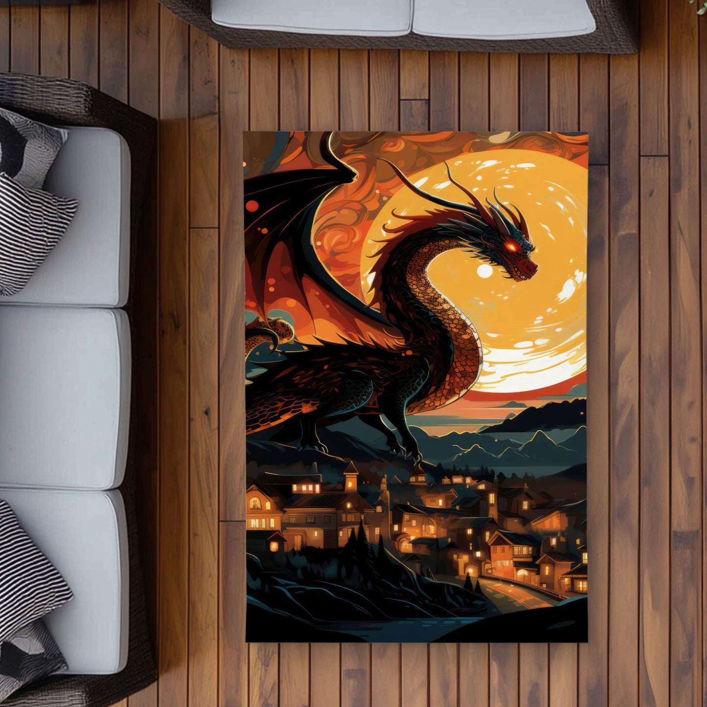 Imminent Destruction Orange Outdoor Area Rug for Home Decor