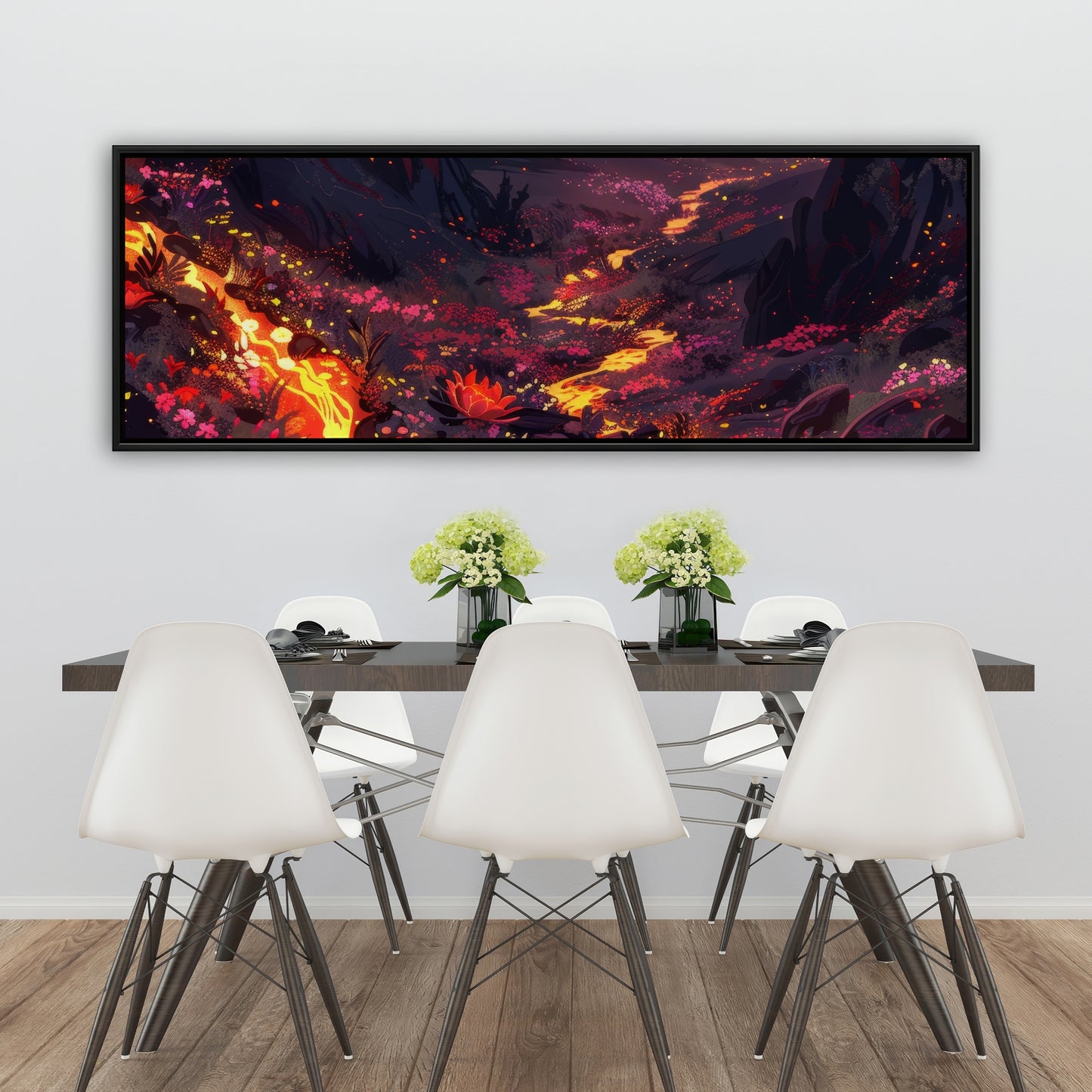 Bloom and eruption - Framed Canvas - Print on demand