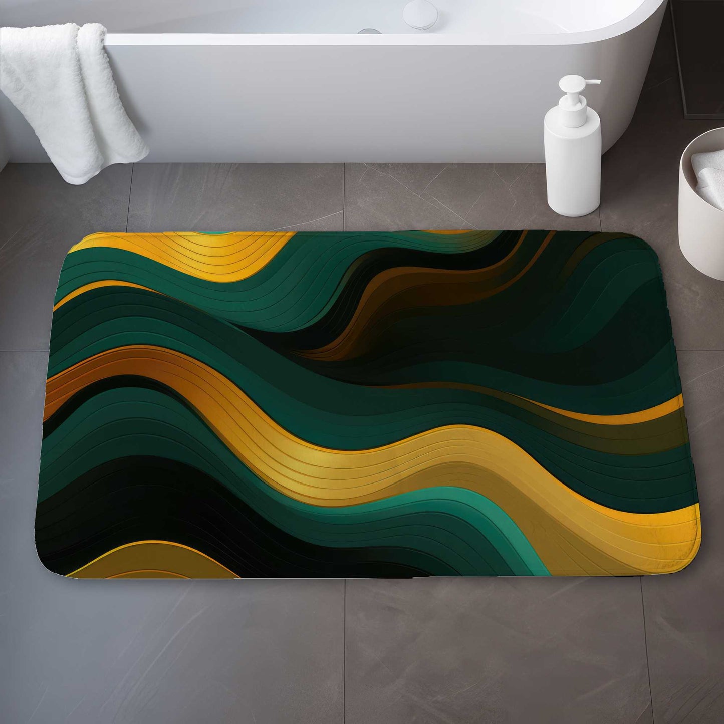 Golden Harmony Bath Mat | Stylish Home Decor Rug