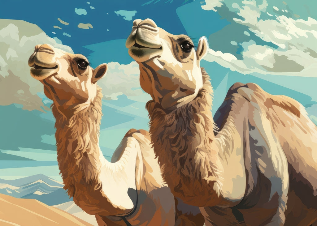 Camels Looking Up - Blue Indoor/Outdoor Door Mat for Home Decor