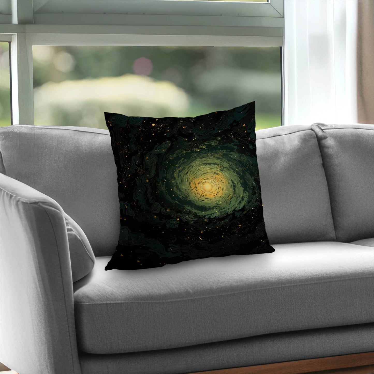 Swirling Gases Black Poly Twill Throw Pillow | Home Decor Insert
