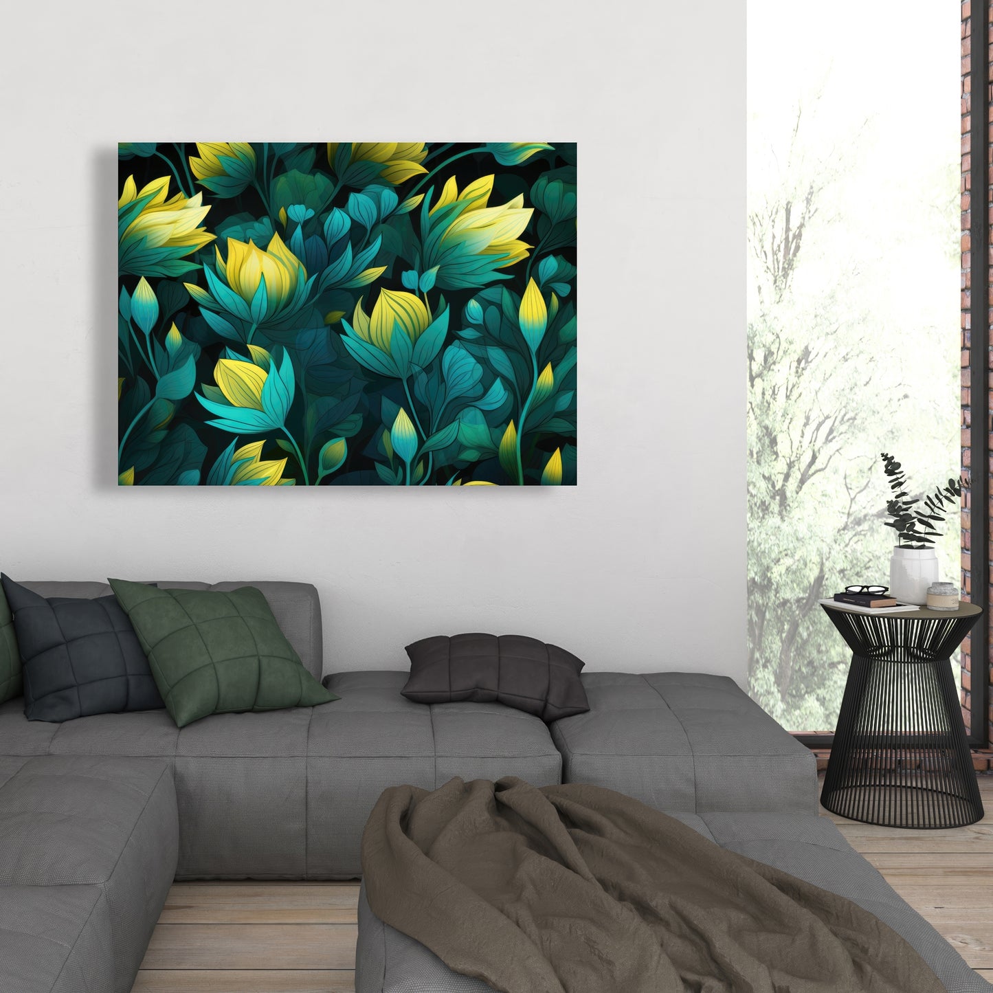 Intense Bloom - Green Canvas Art for Home Decor | Vibrant Style