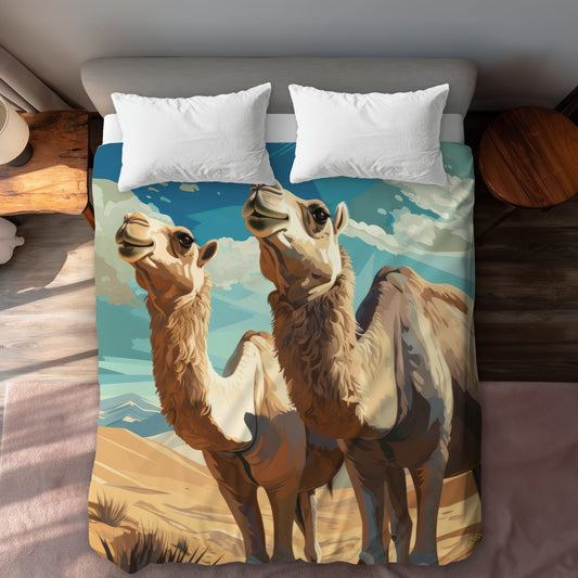 Camels Looking Up Beige Duvet Cover | Home Decor Essentials