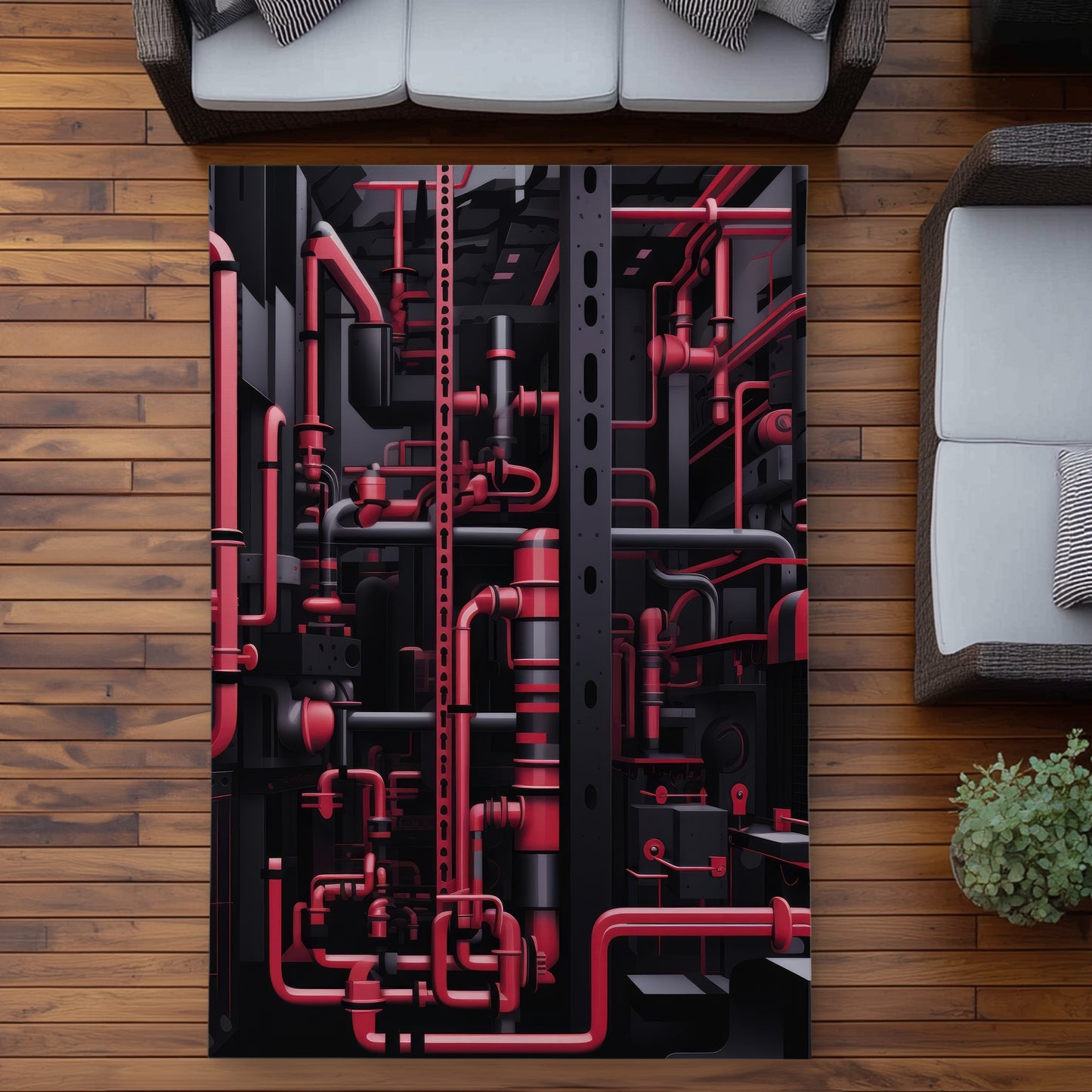 Machinery Black Outdoor Area Rug | Stylish Home Decor
