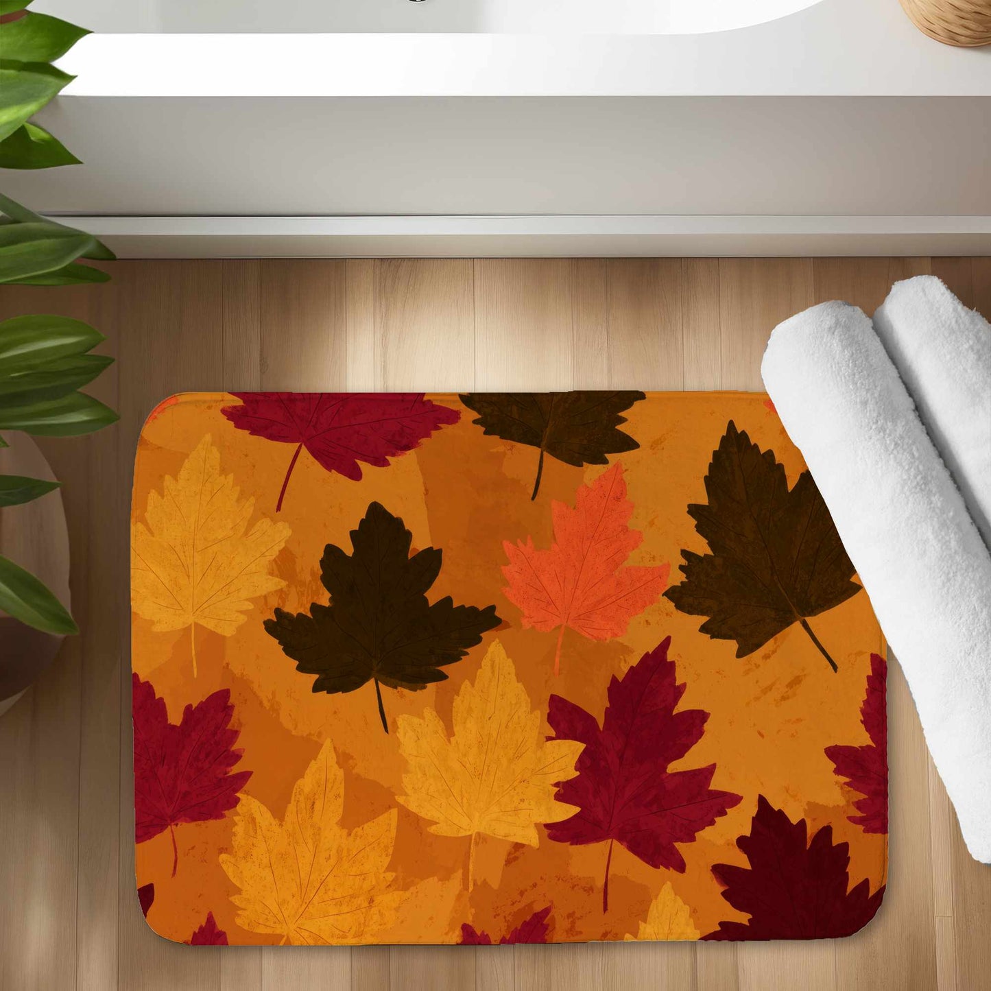 Autumn Glow Leaves Bath Mat | Cozy Home Decor Accent