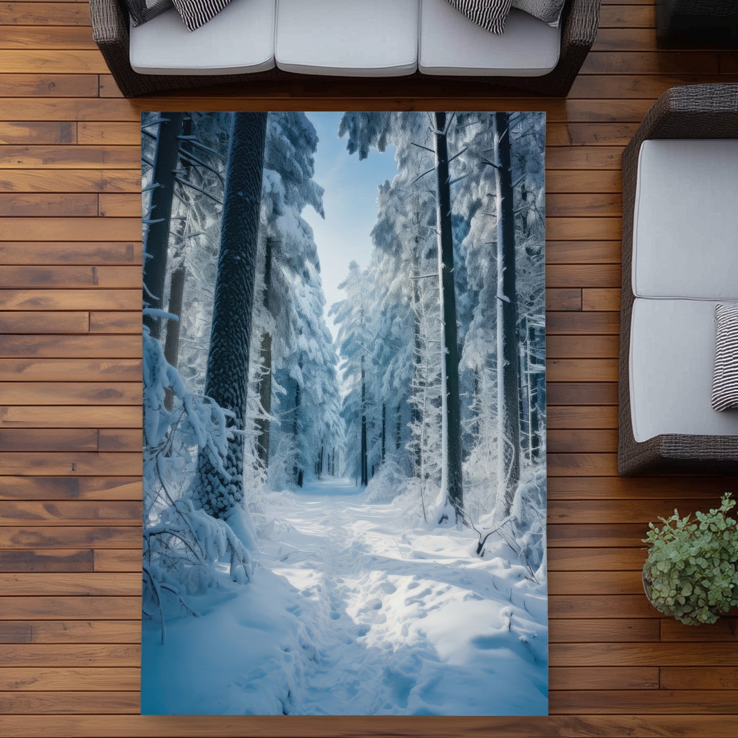 Cold forest White Outdoor Area Rug for Home Decor - Stylish