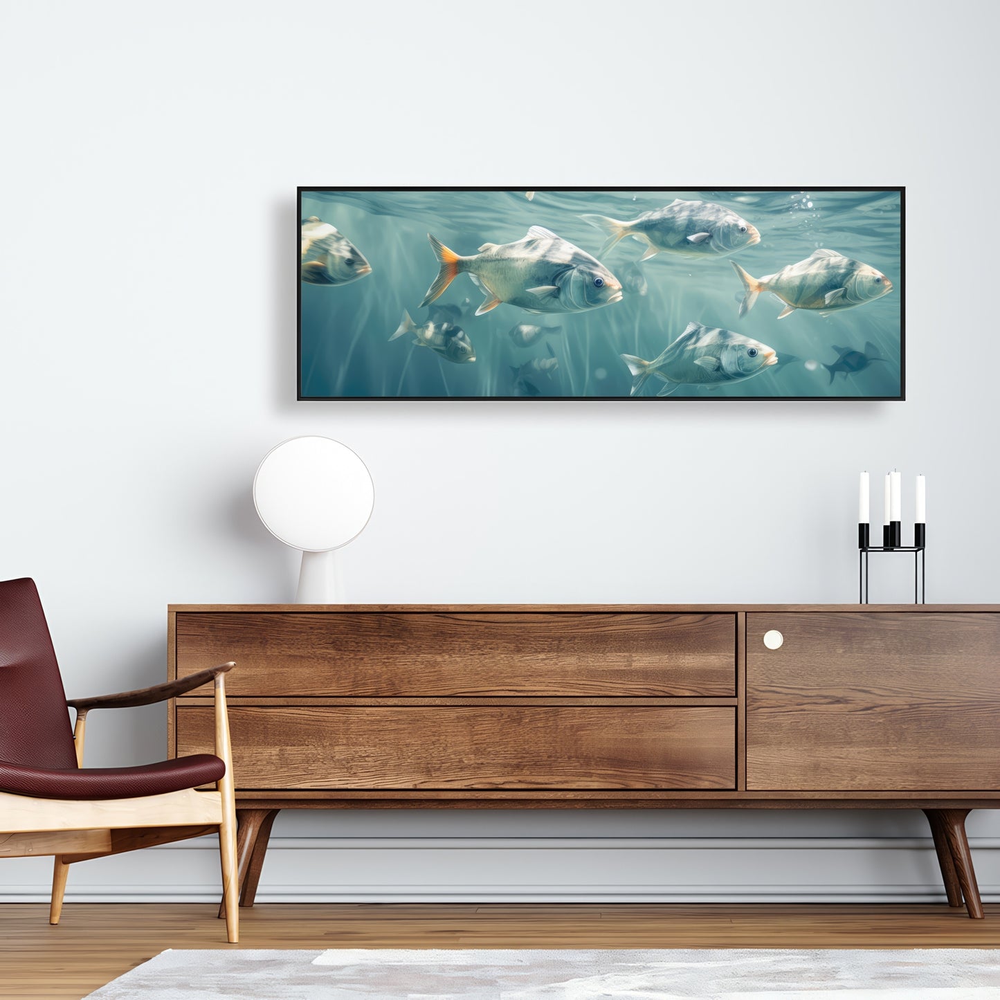 Swimming peacefully - 36"x36" Framed canvas