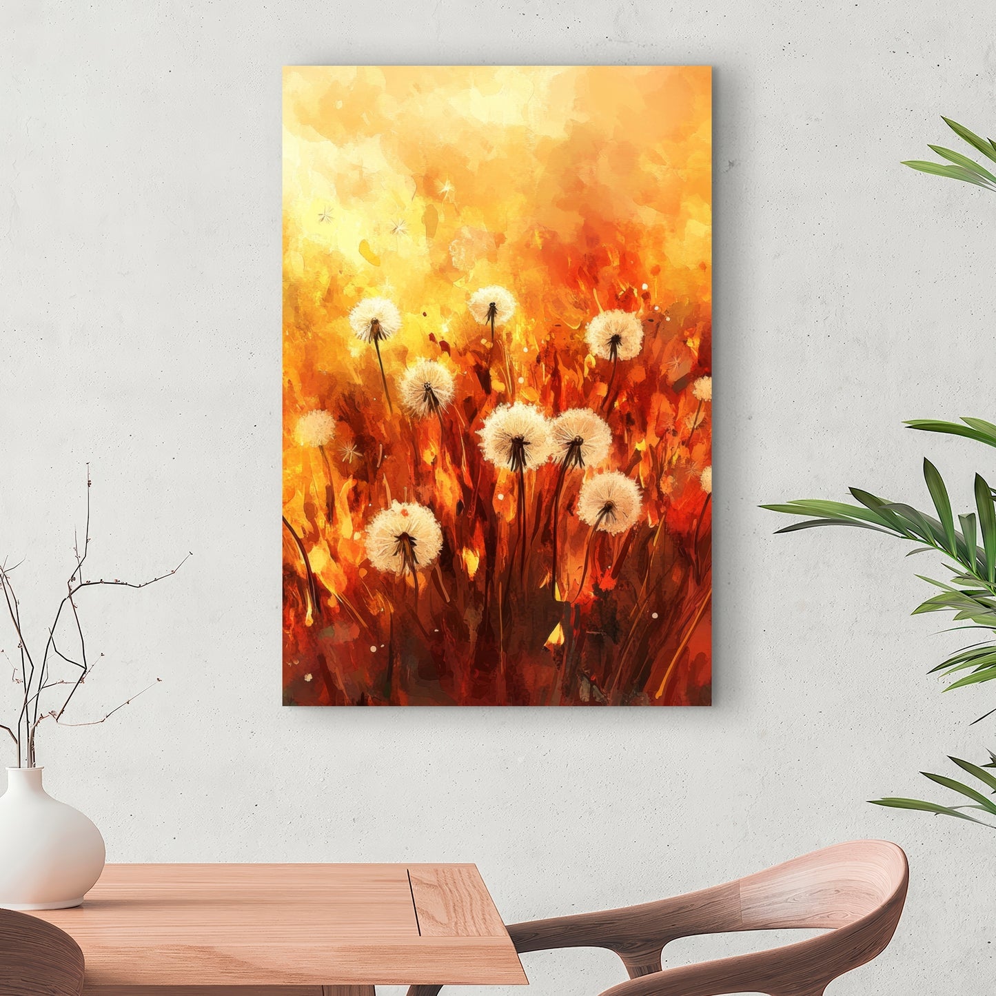 Dandelion Fire - Yellow Canvas Art for Home Decor