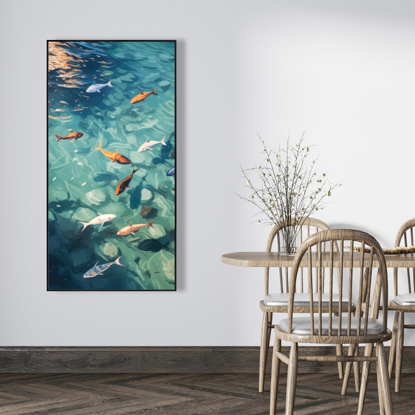 Caustic fish - 36"x36" Framed canvas