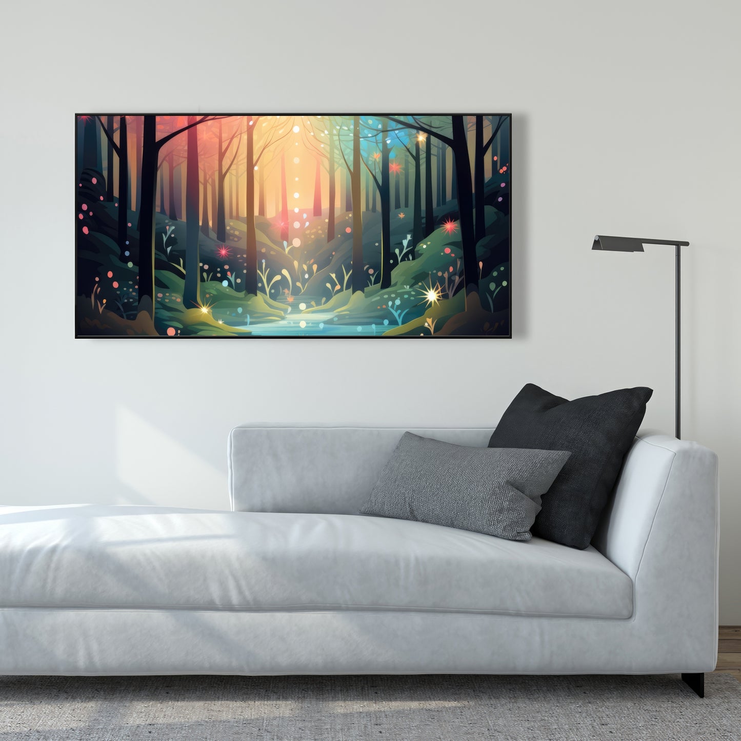 Magical forest - Turquoise Framed Canvas for Home Decor