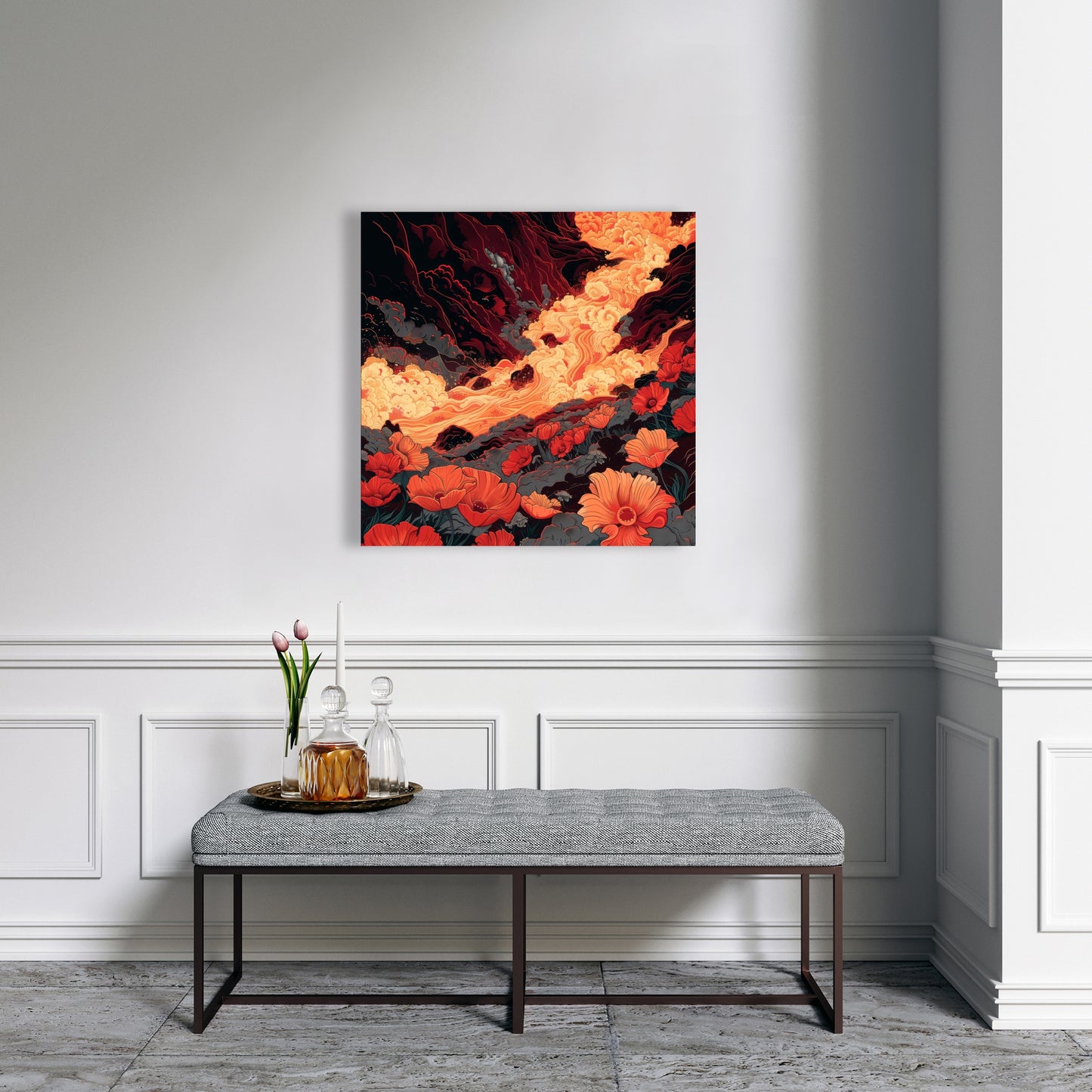 The Big Burn - Black Canvas Home Decor Art | Modern Wall Piece