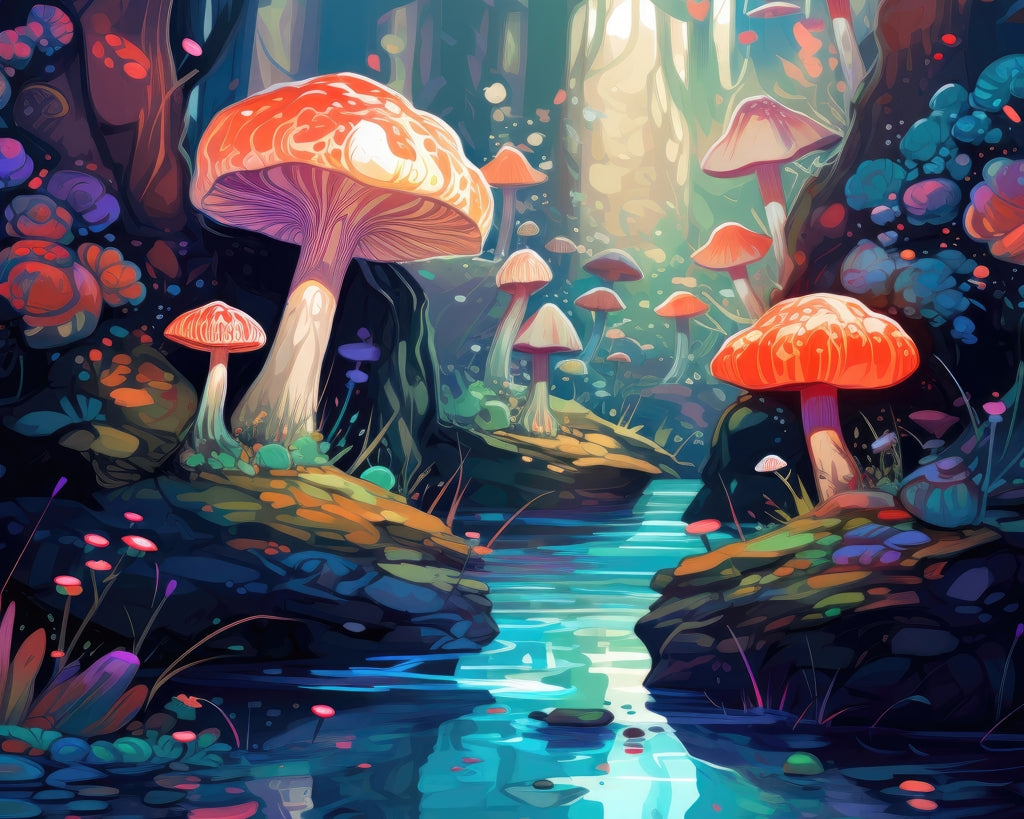 Whimsical forest - Framed Canvas - Print on demand
