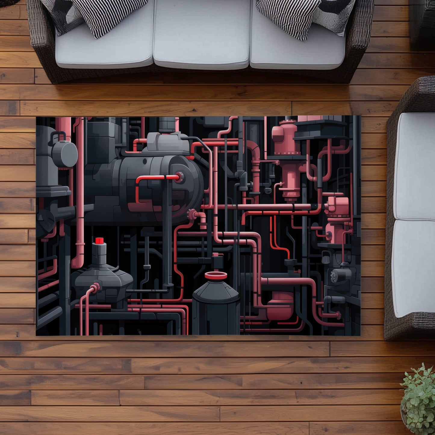 Dark Pipes Gray Outdoor Area Rug | Stylish Home Decor