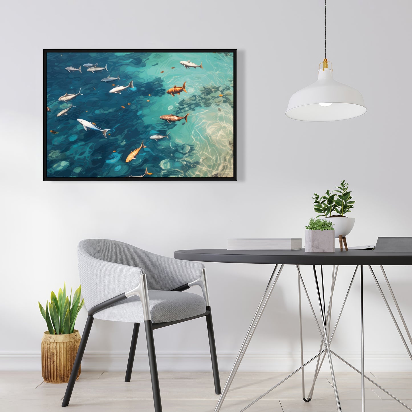 Swim ahead - 36"x36" Framed canvas