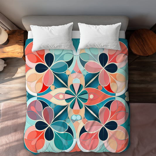 Housse de couette Mandala Corail | Décoration d'intérieur élégante