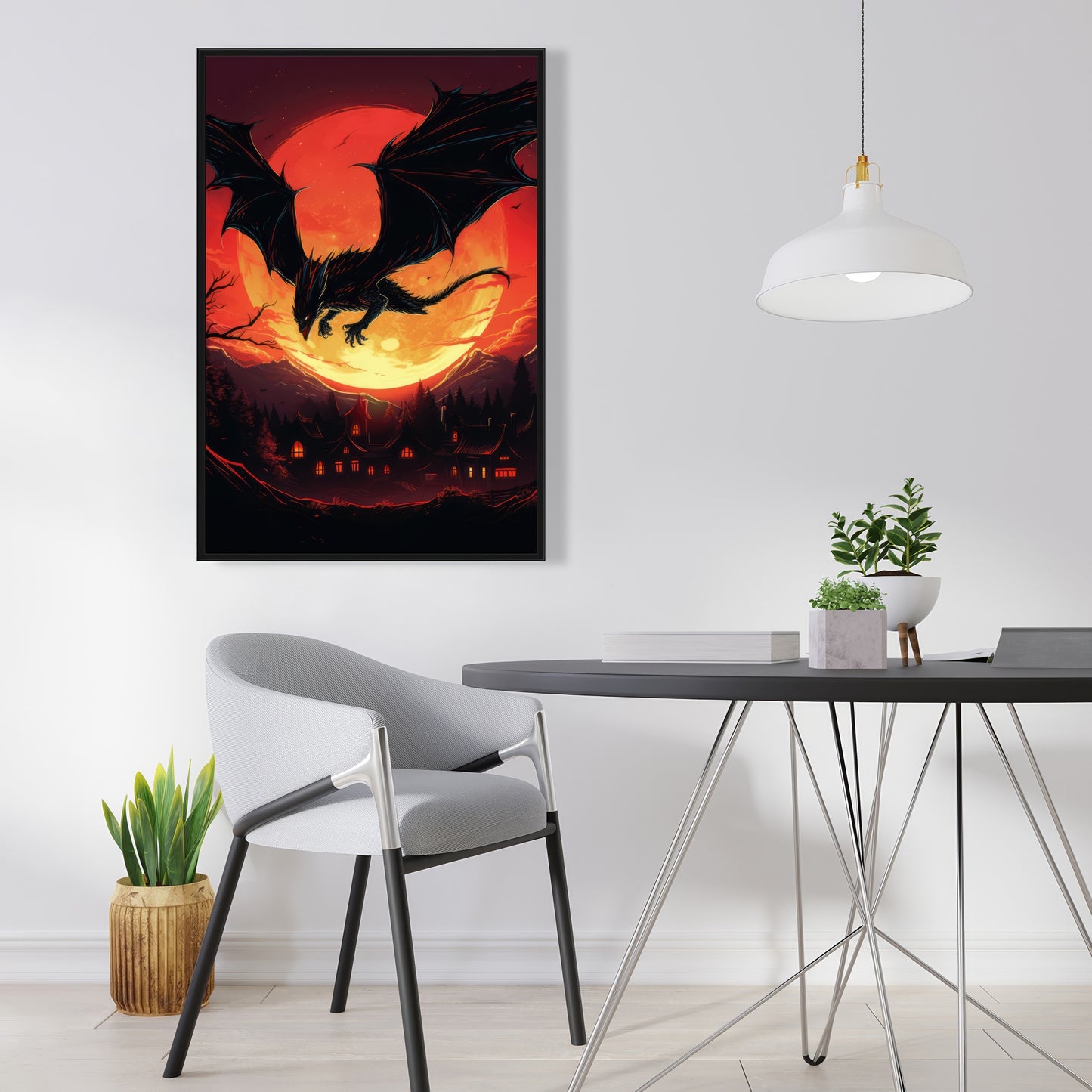 The dragon's wrath - 36"x36" Framed canvas