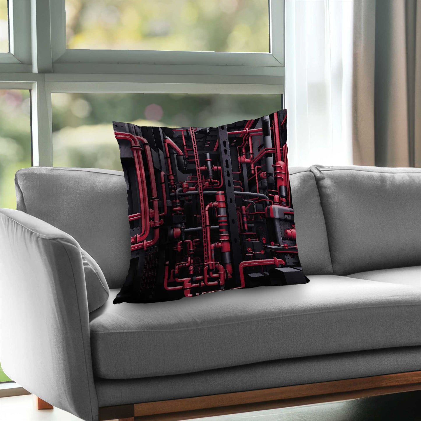 Coussin décoratif en sergé de polyester style machine - Décoration d'intérieur élégante