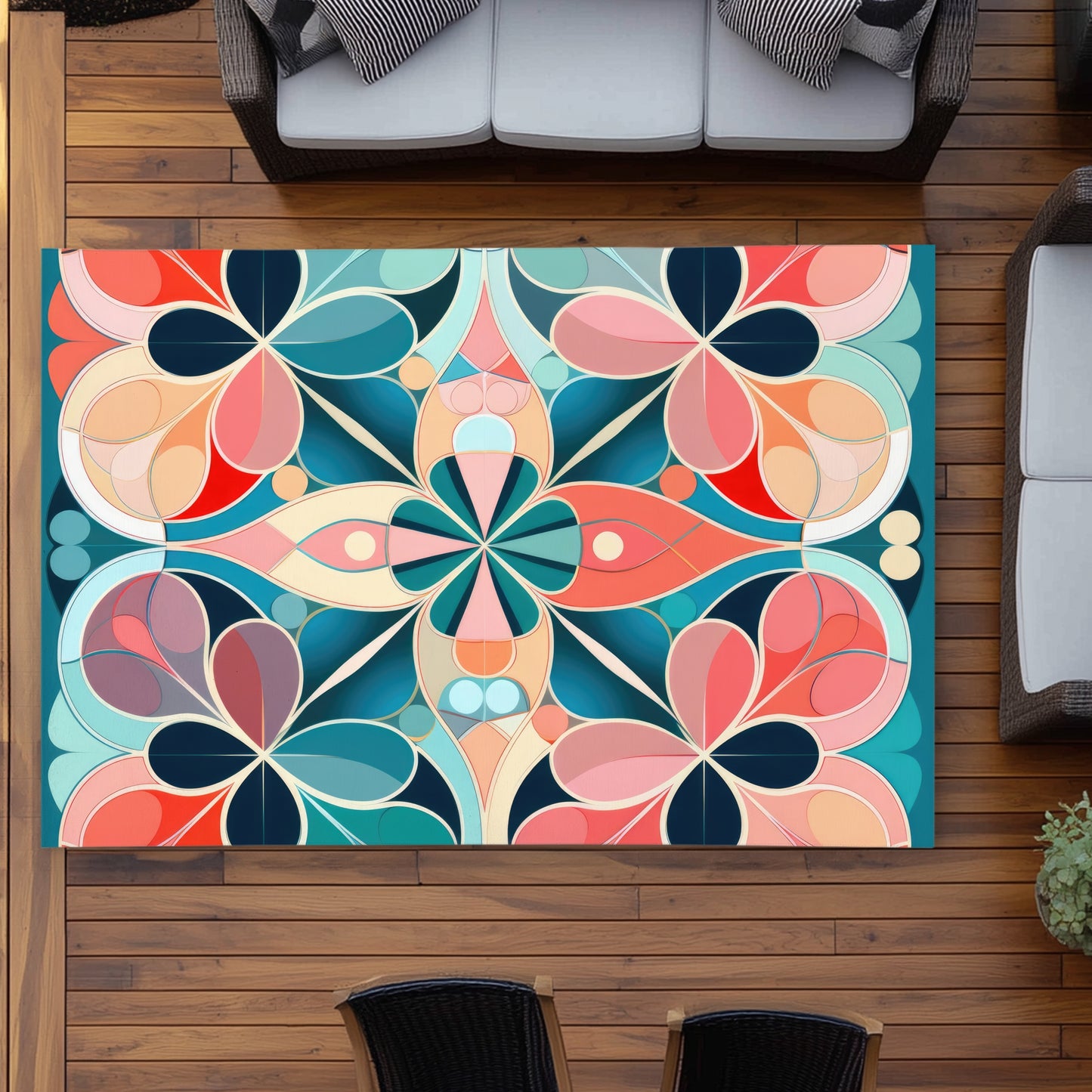 Mandala Pink Outdoor Area Rug | Home Decor Essential