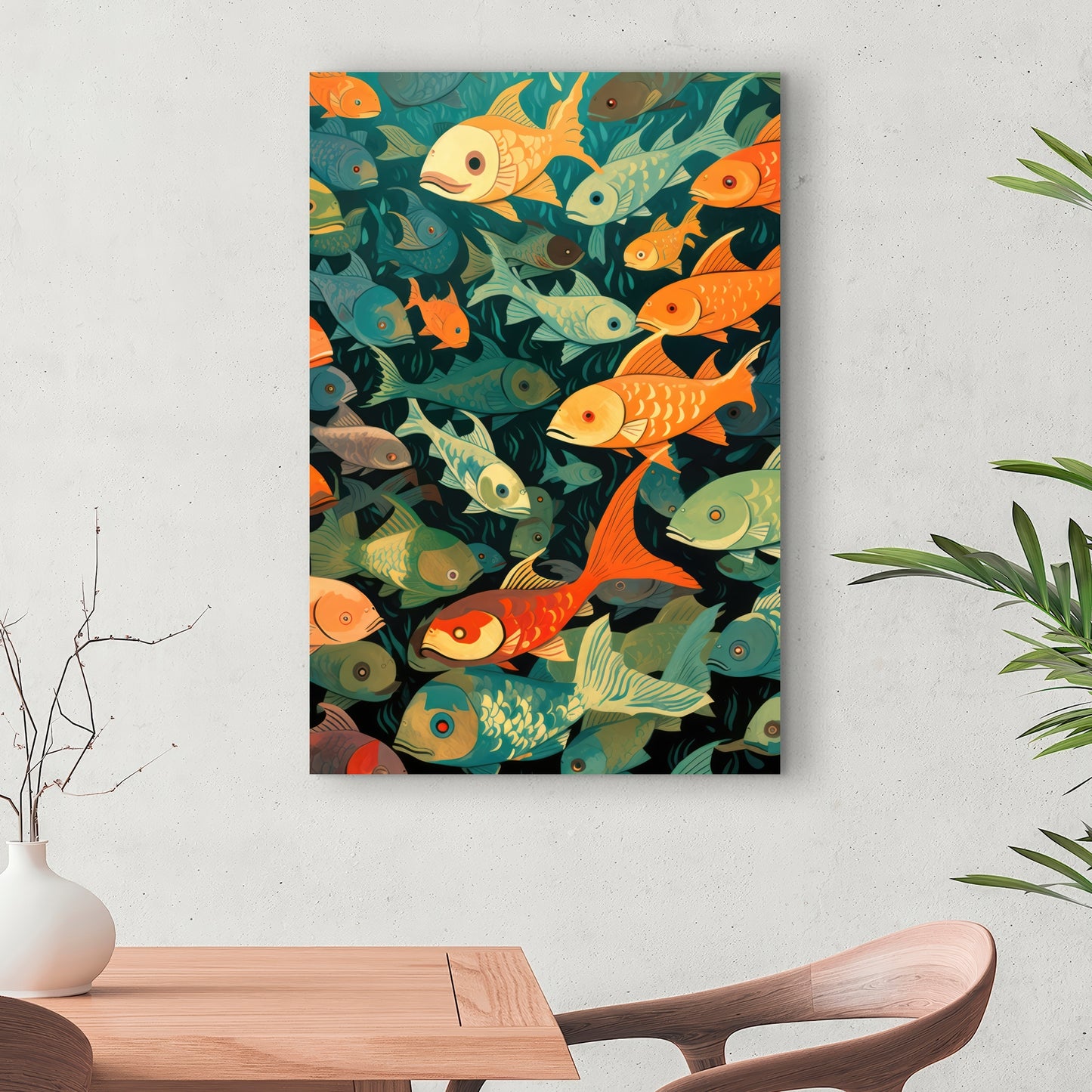 Simple Fishes - Orange Canvas Home Decor for Vibrant Spaces