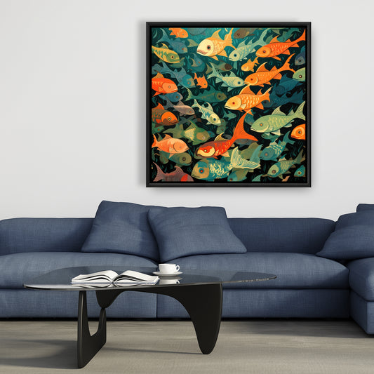 Simple fishes - 36"x36" Framed canvas